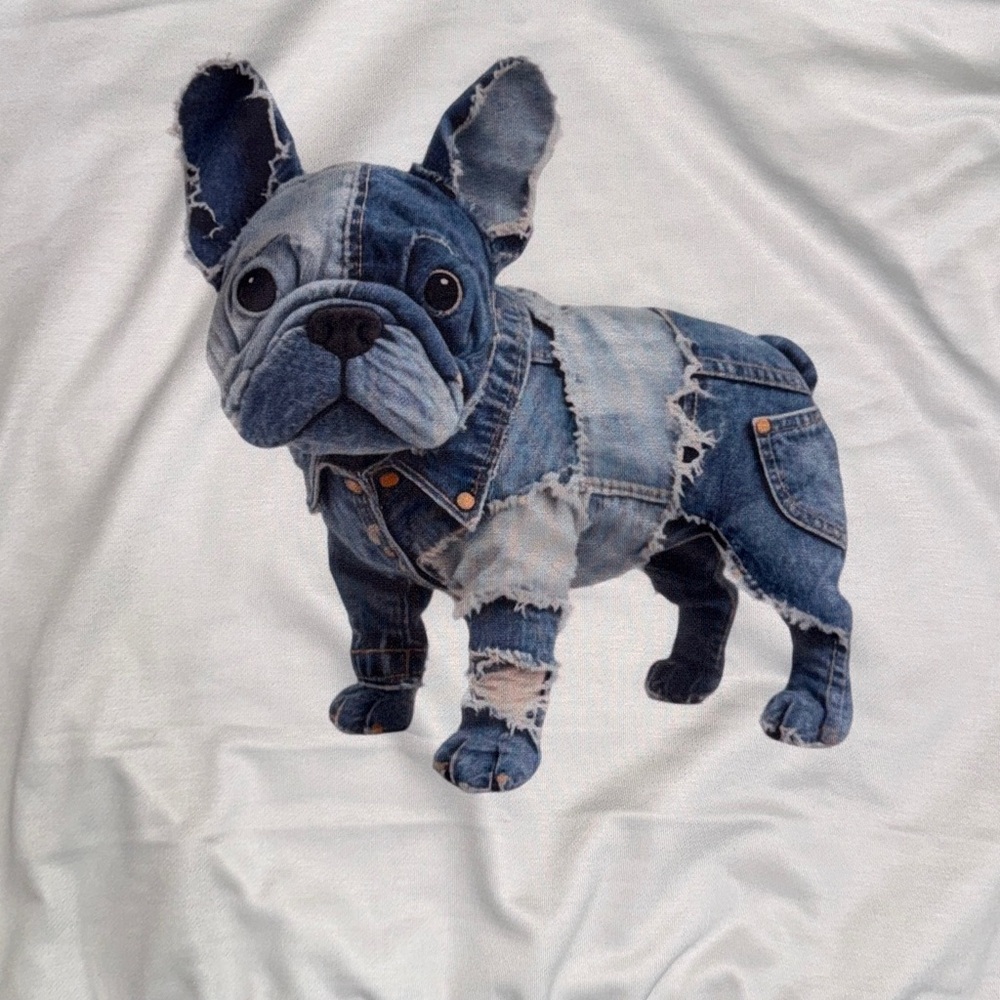 Blue and White Hoodie with French Bulldog “Frenchie” Print Brand New - Picture 3 of 9